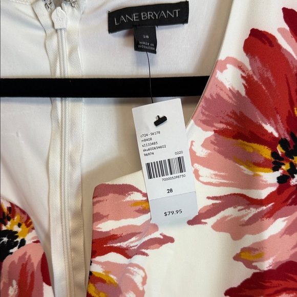 Lane Bryant 28w Red Floral Midi Dress - Picture 2 of 3